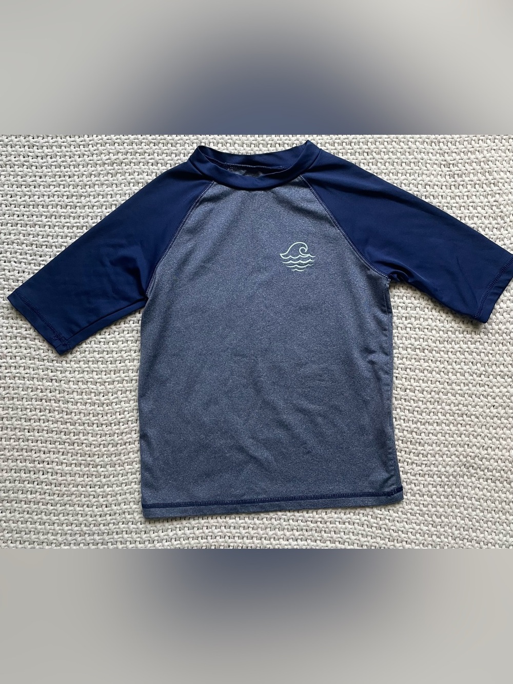 Art Class Navy and Dark Blue Boy’s Swim Rash Guard with Wave Logo